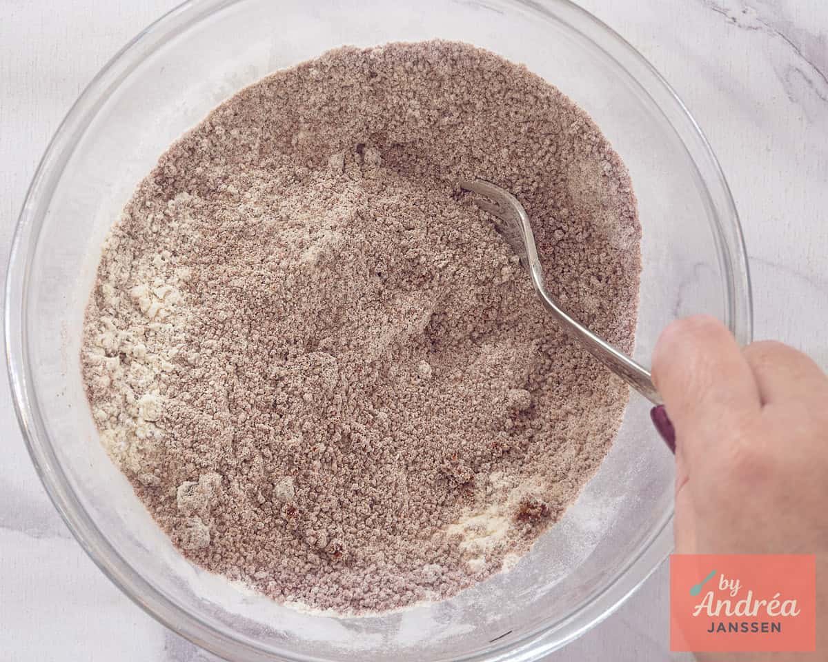 A bowl with dry ingredients for a gingerbread batter