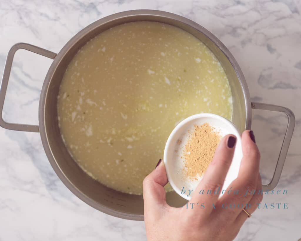 Add ginger powder to the soup