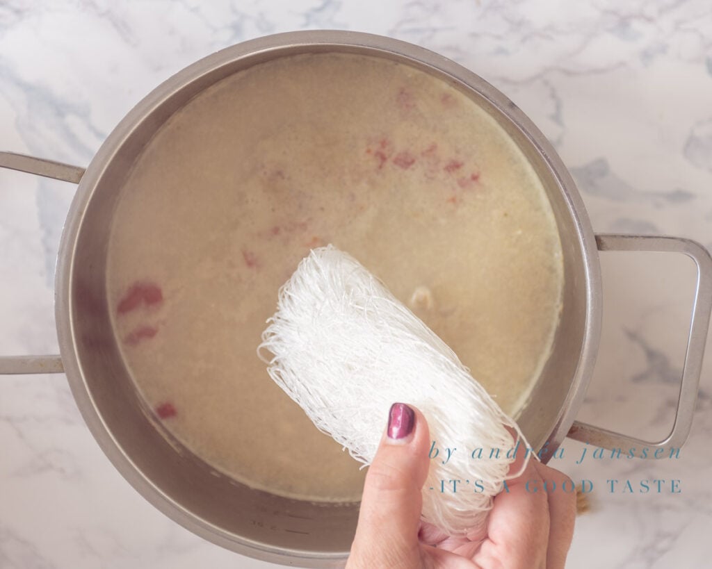 add the noodles to the soup
