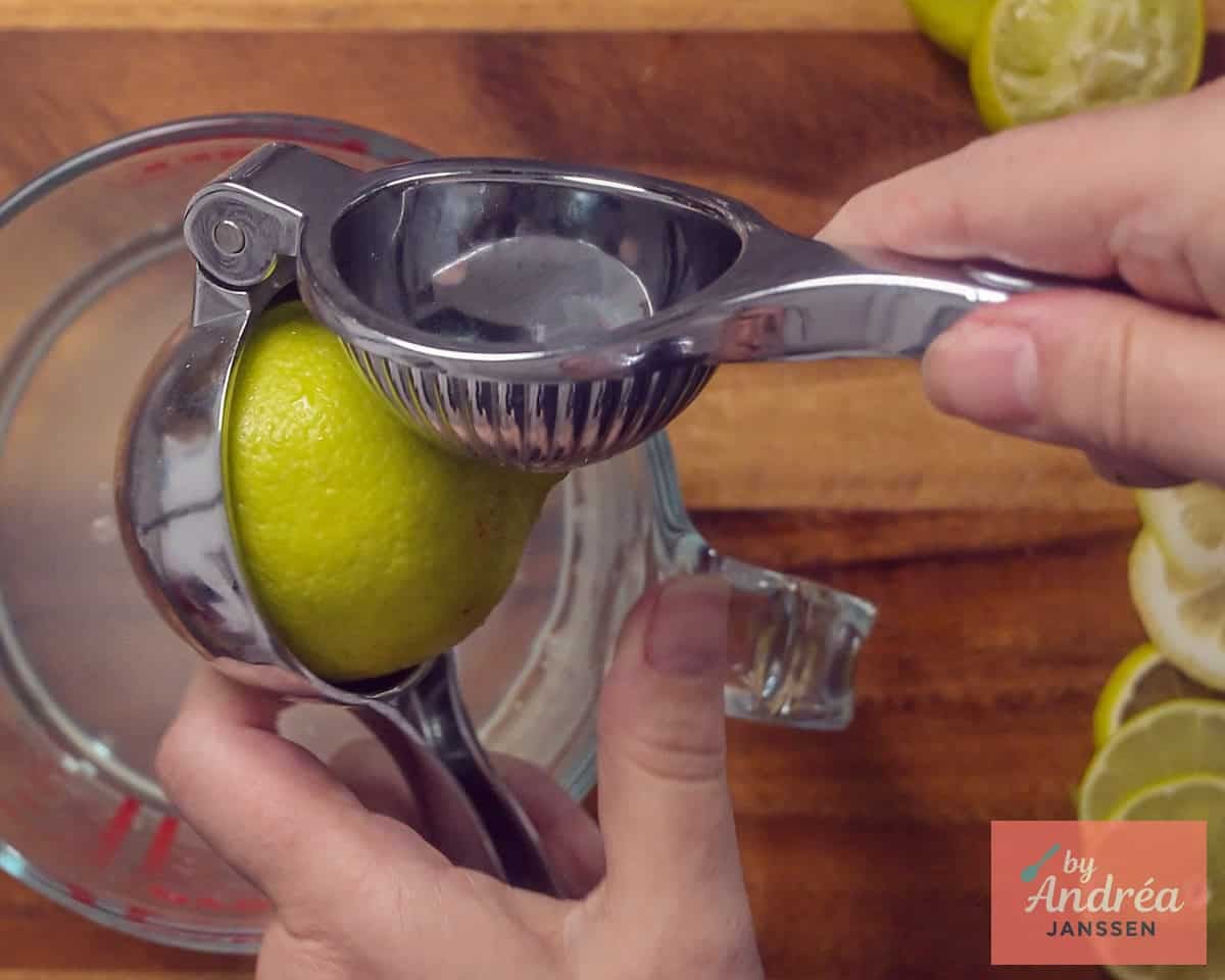 Lime squeezed over a glass