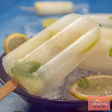 A square photo with Fresh Lemon Ice Pops for Warm Days