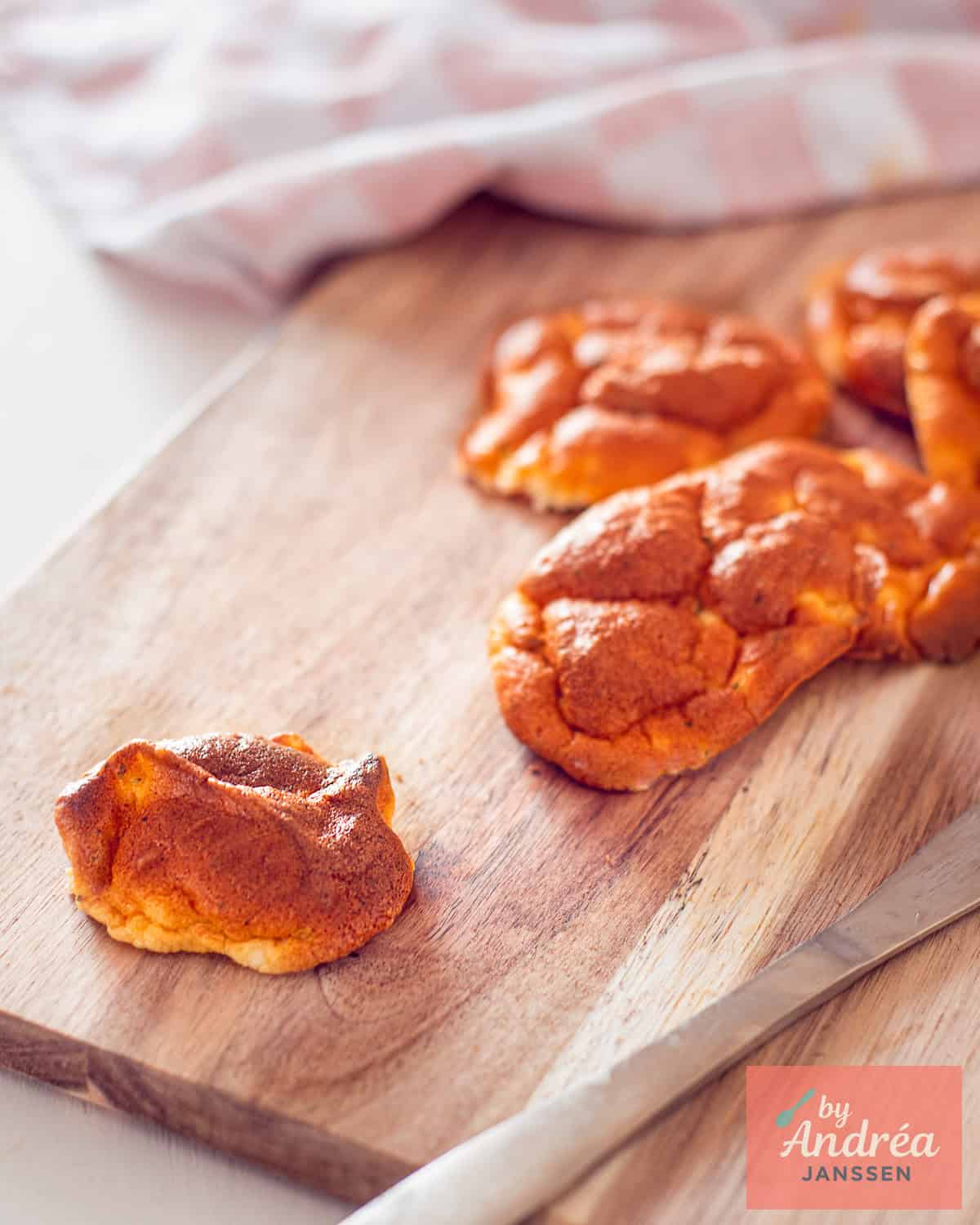Cloud breads on a wooden board.