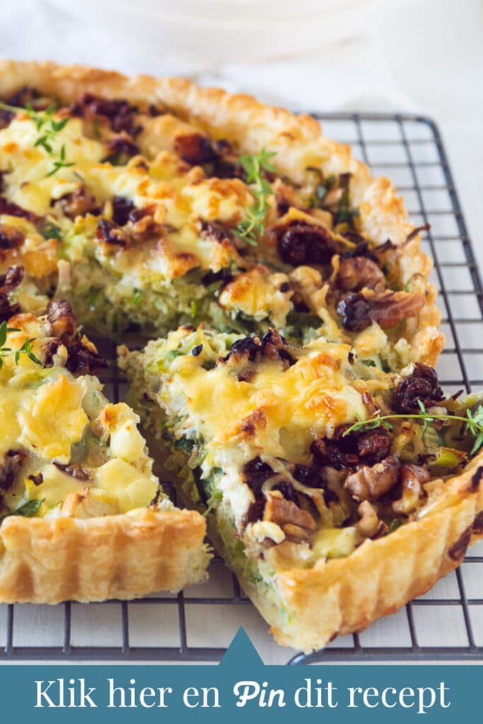 c ta Prei quiche met geitenkaas, honing en walnoot