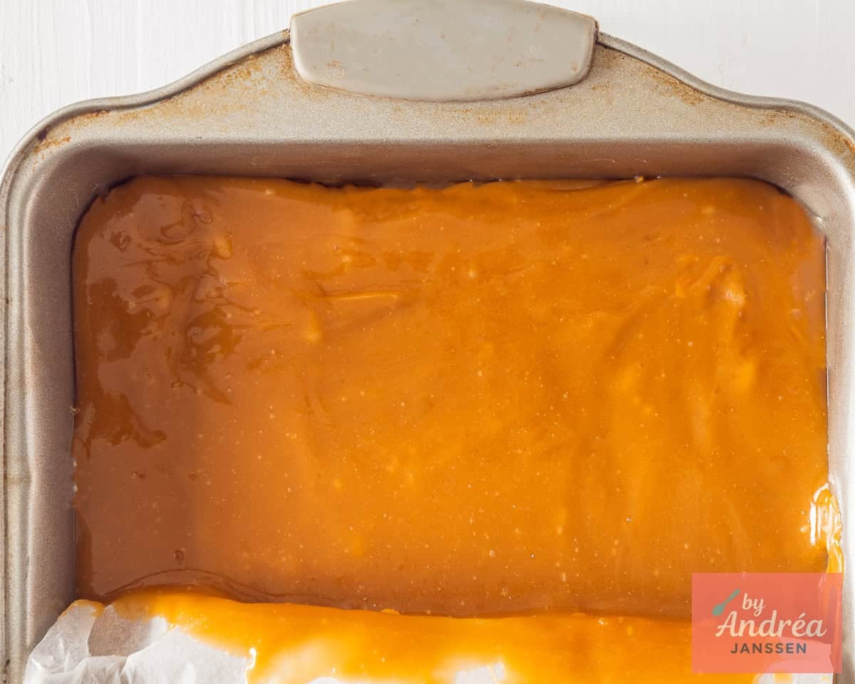 Caramel fudge in a baking tin