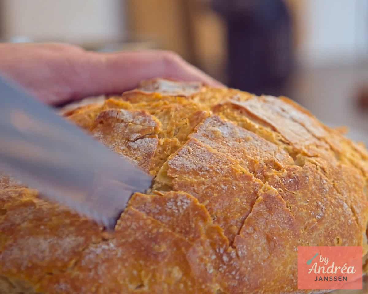 Cut unsliced   bread diagonally to create a diamond pattern for pull-apart bread
