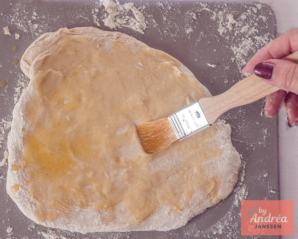 Sheets of dough brushed with melted ghee