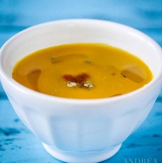 Pumpkin soup with spicy salsa