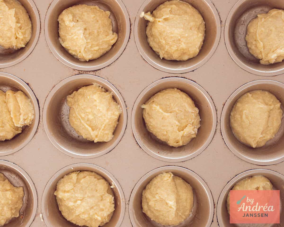 Batter in the cupcake holes.
