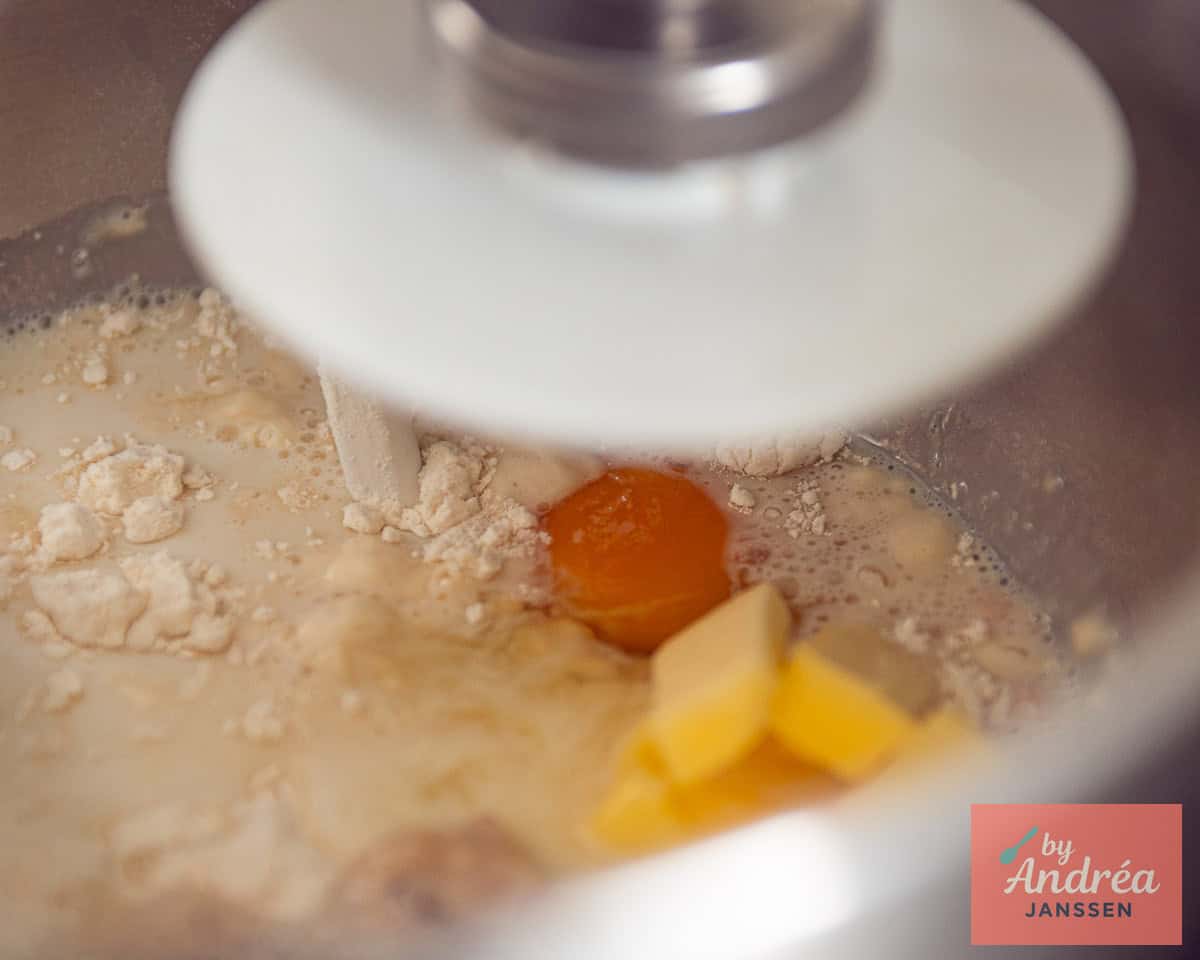 All ingredients for dough in a bowl