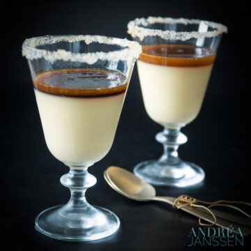 2 glasses panna cotta with gin sauce