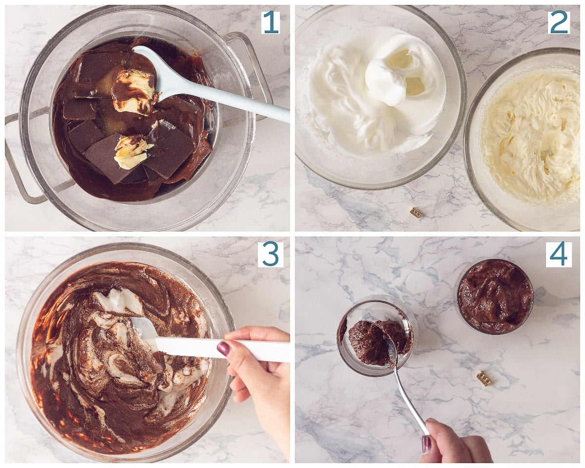 4 step collage Easy Chocolate mousse for Halloween