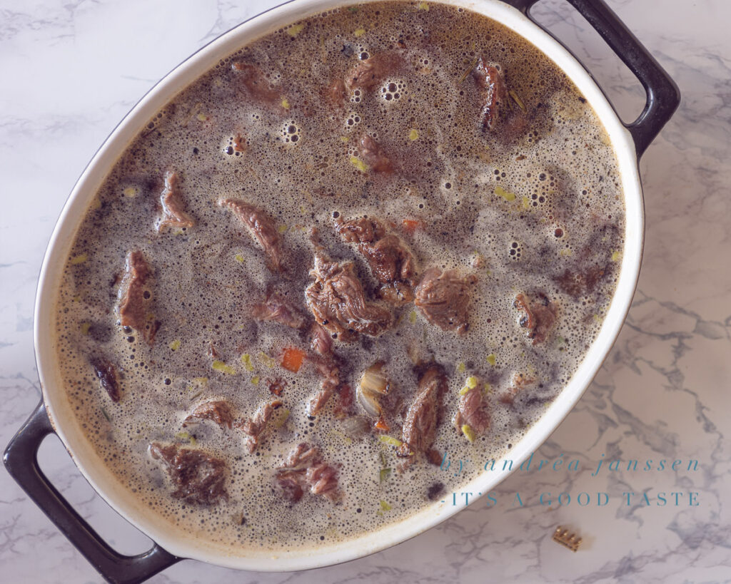 Pour Guinness in the casserole