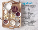 Ingredients Halloween recipe Nutella chocolate cupcakes with spiderwebs
