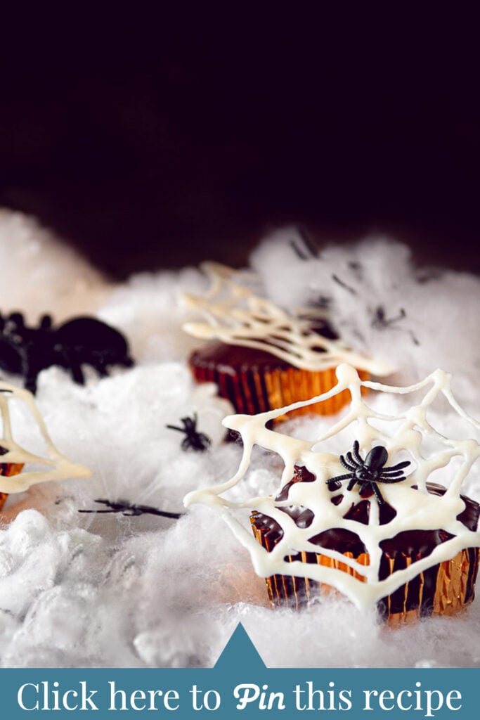 c t a Halloween recipe Nutella chocolate cupcakes with spiderwebs