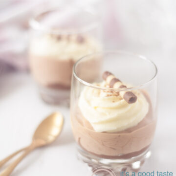 two glasses with three chocolate mousse