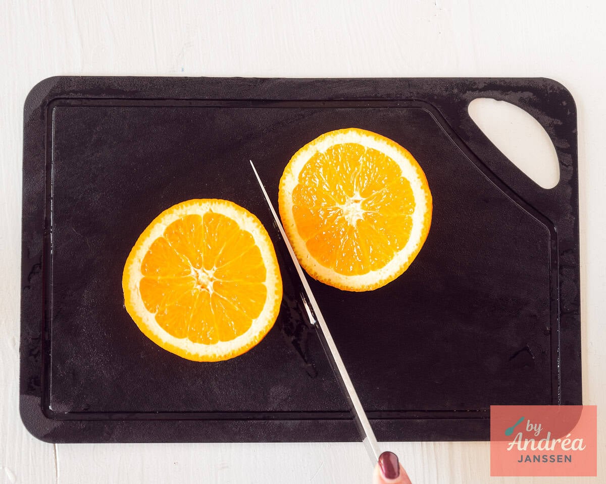 Orange sliced in halve.
