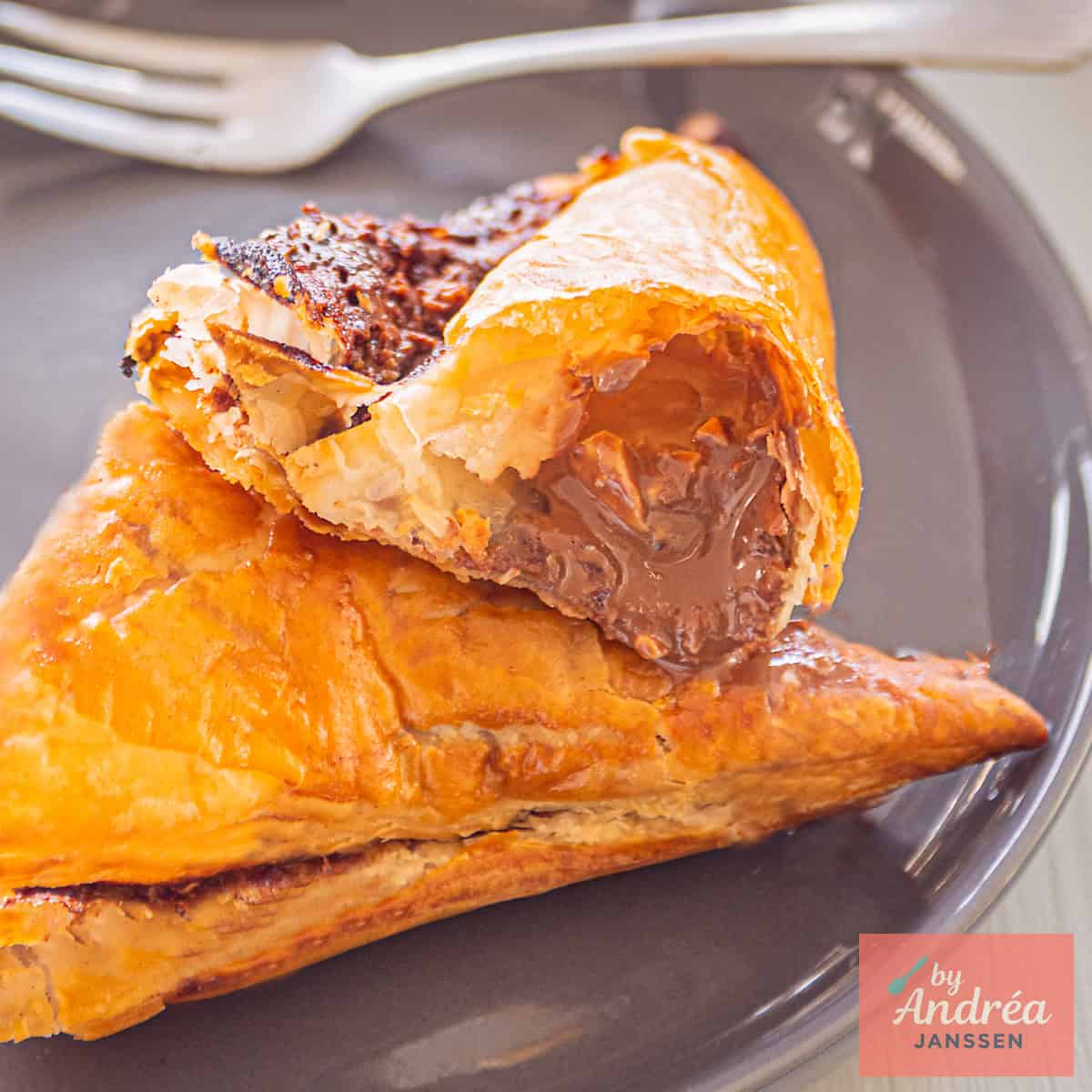 Easy Chocolate Caramel Puff Pastry Turnovers
