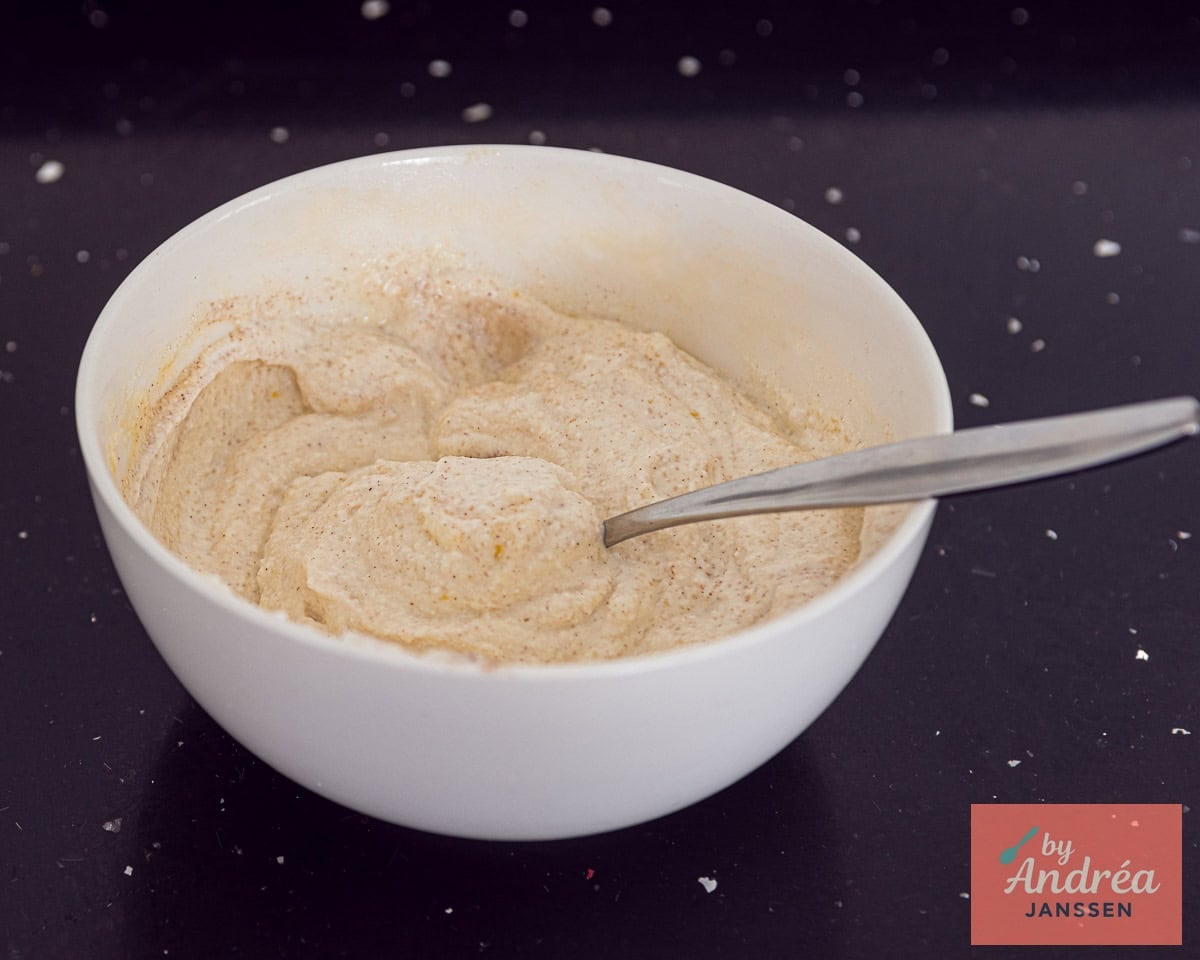 Kalitsounia filling in a white bowl