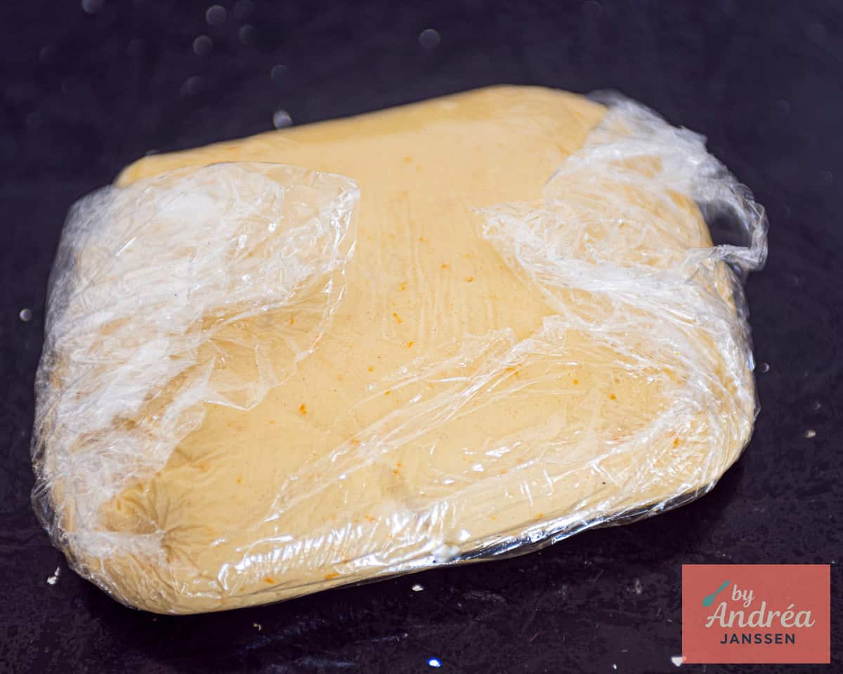 Dough wrapped in plastic foil