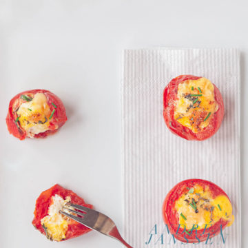 Tomatoes stuffed with eggs, herbs and Parmesan cheese
