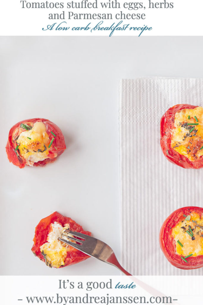 Tomatoes stuffed with eggs, herbs and Parmesan cheese