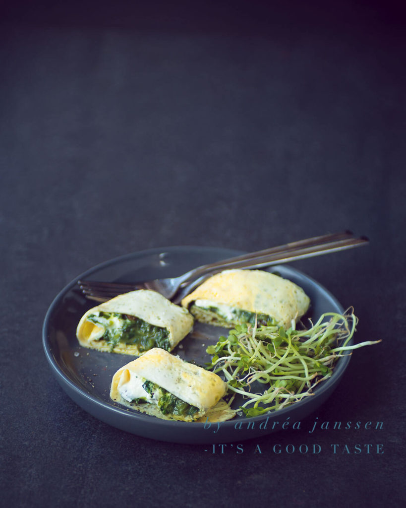 Omelet with spinach wrap