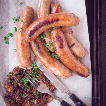Bratwurst baked in beer
