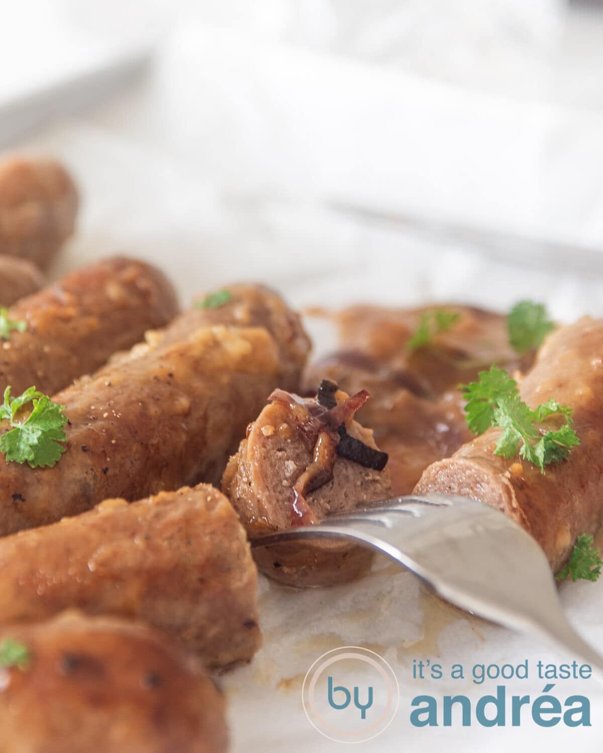 Bratwurst baked in beer