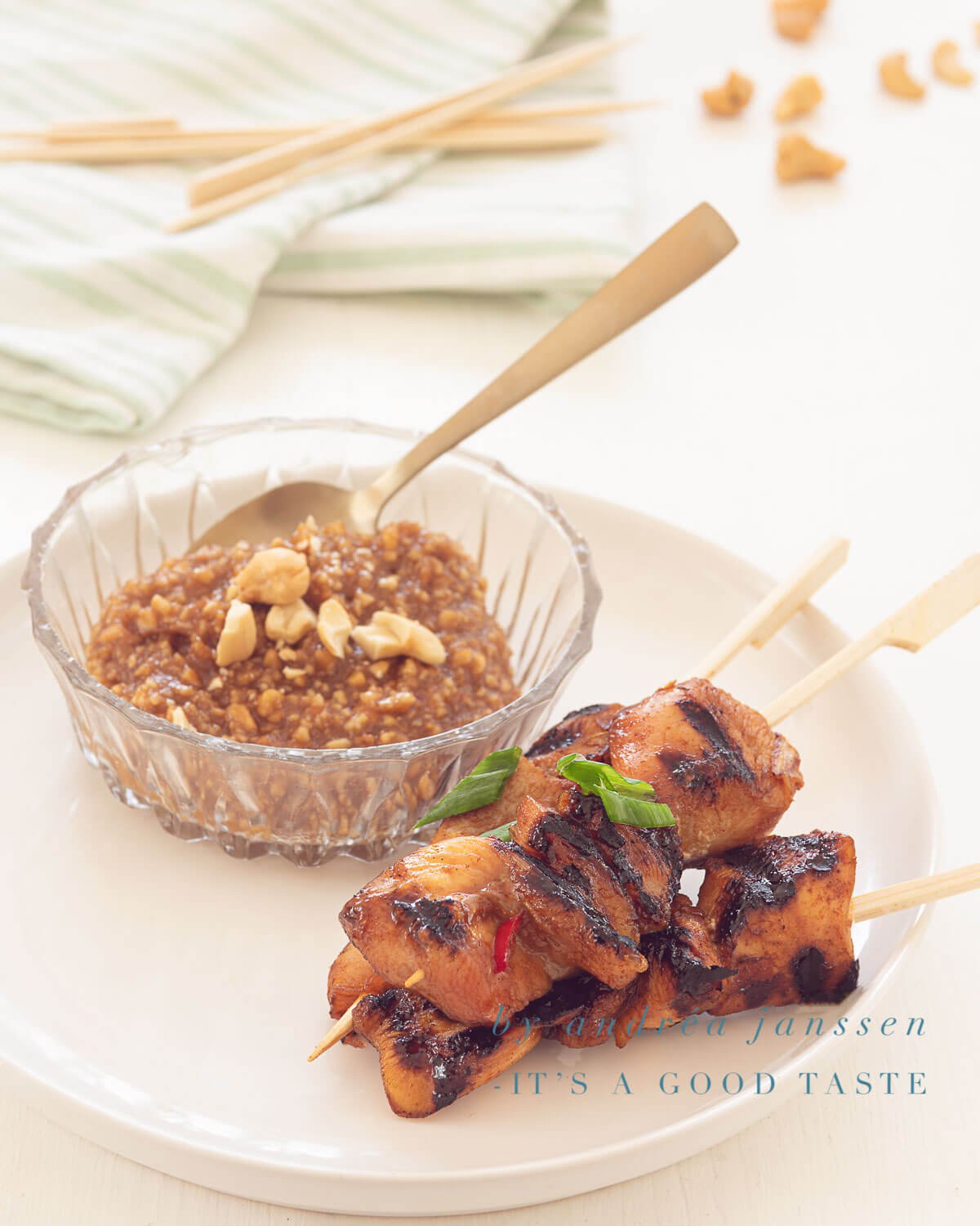 Pork Satay with Peanut Sauce By Andrea Janssen