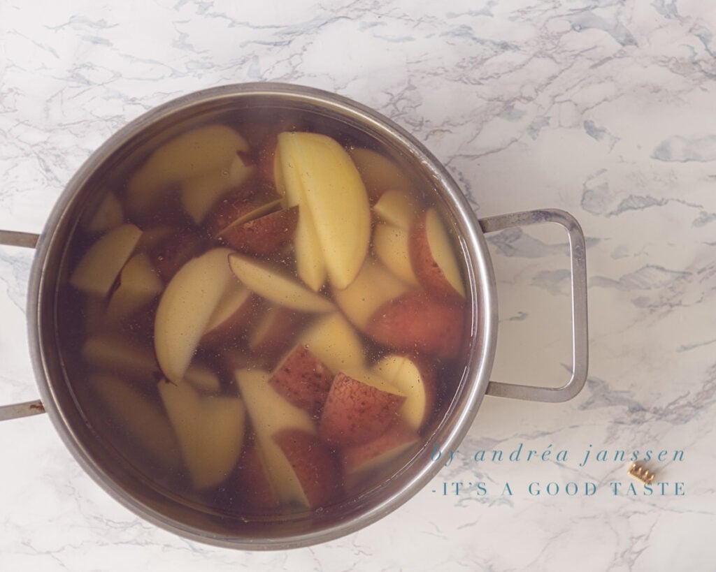 Potatoes boiled in a pan