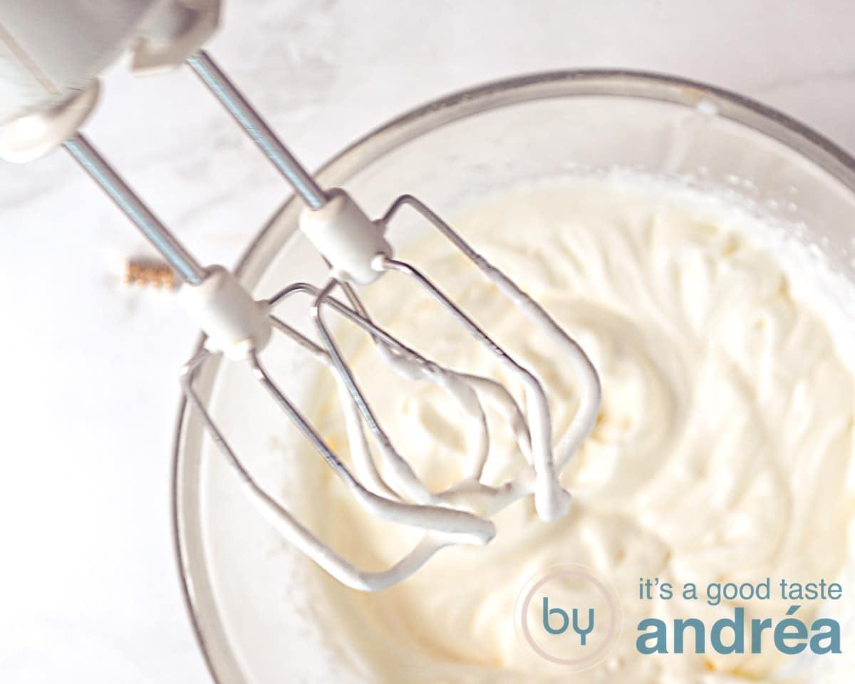 Beaten whipped cream with mixer