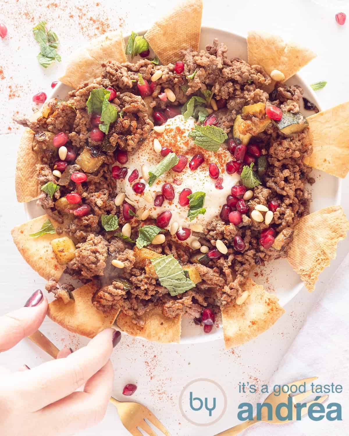 Zucchini Fatteh with Ground Beef (Middle East Recipe) By Andrea Janssen