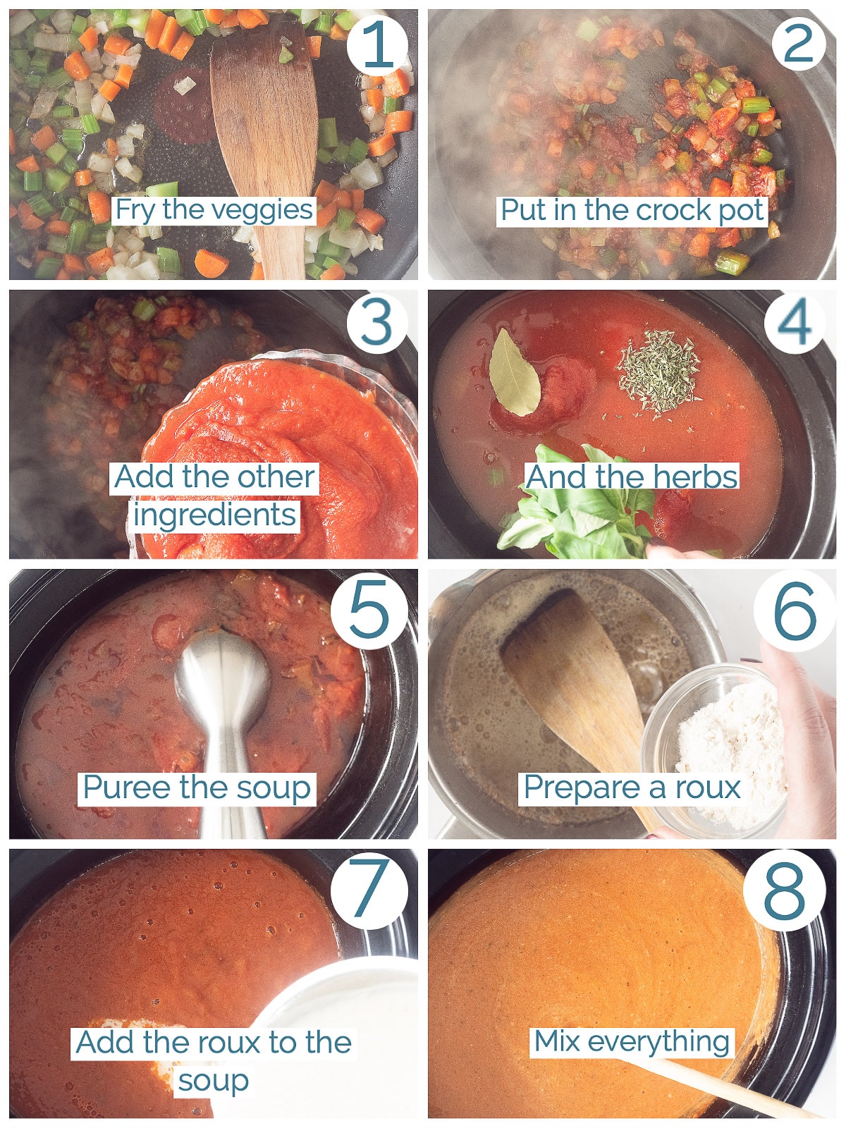 8 Step-by-Step Collage Crock Pot Tomato Soup Recipe
