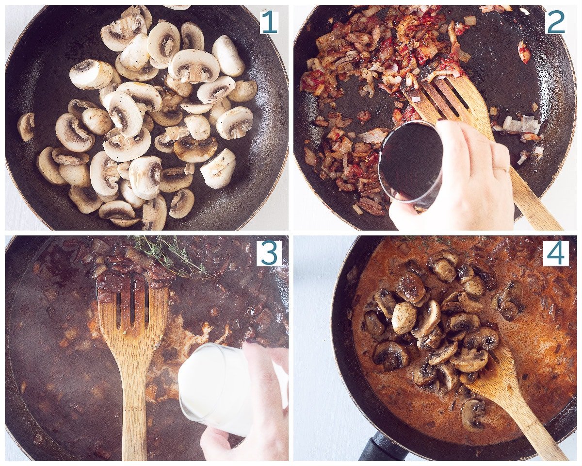4 photos preparation collage Make hunting sauce yourself