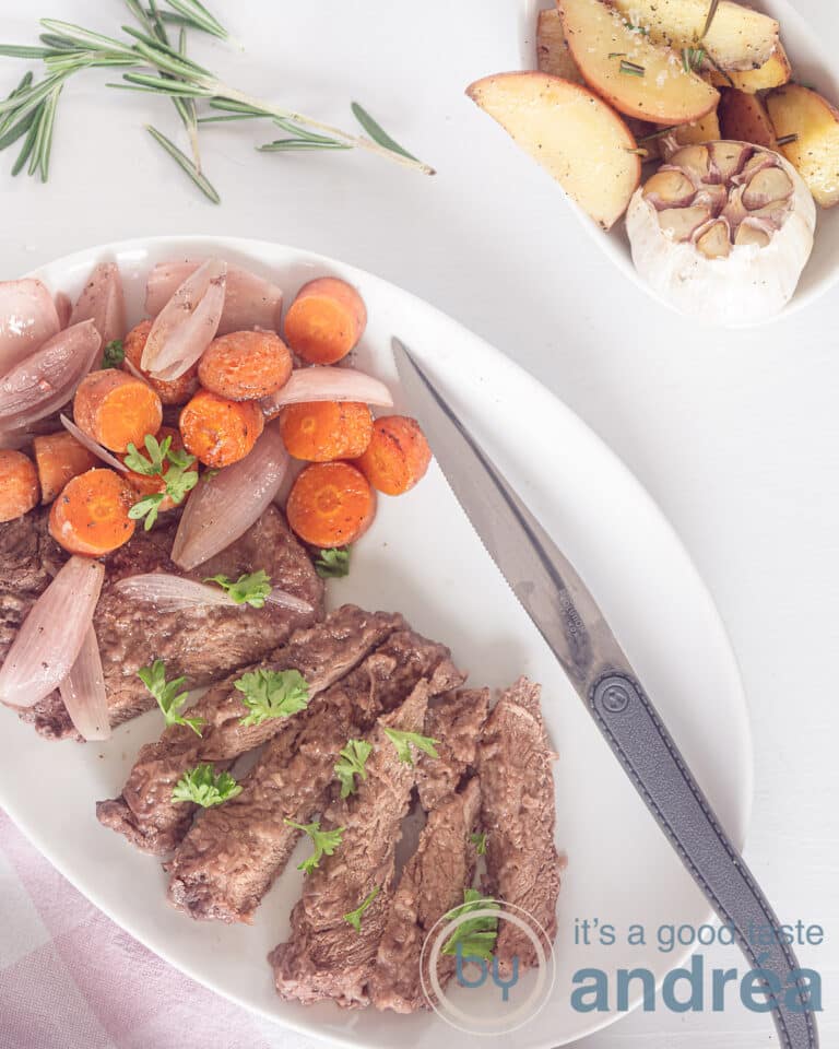 Roasted Sirloin Steak with Red Wine Sauce - By Andrea Janssen