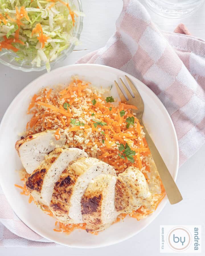 Ras El Hanout chicken with spicy carrot couscous