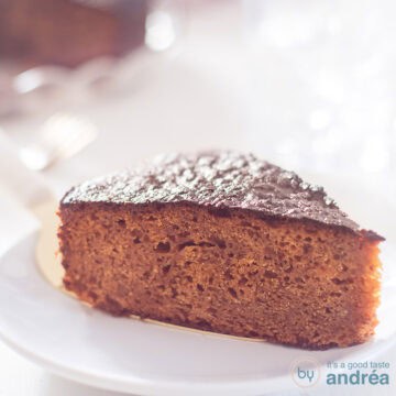 A square picture of a piece of sticky date cake
