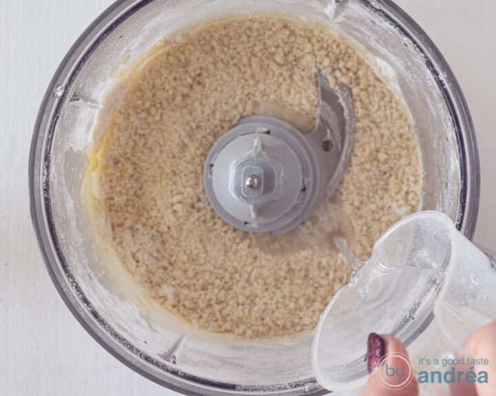 Add ice cold water to the dough.