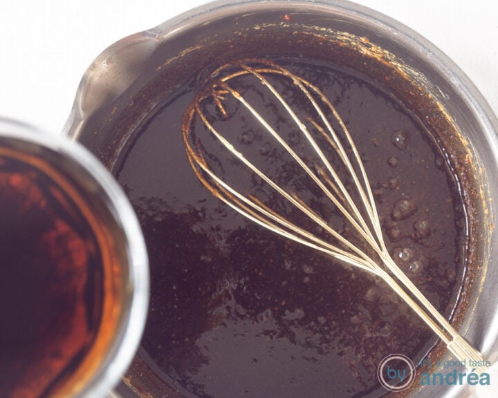 Coca-Cola is added to the brown sugar, apple cider vinegar, mustard sauce.