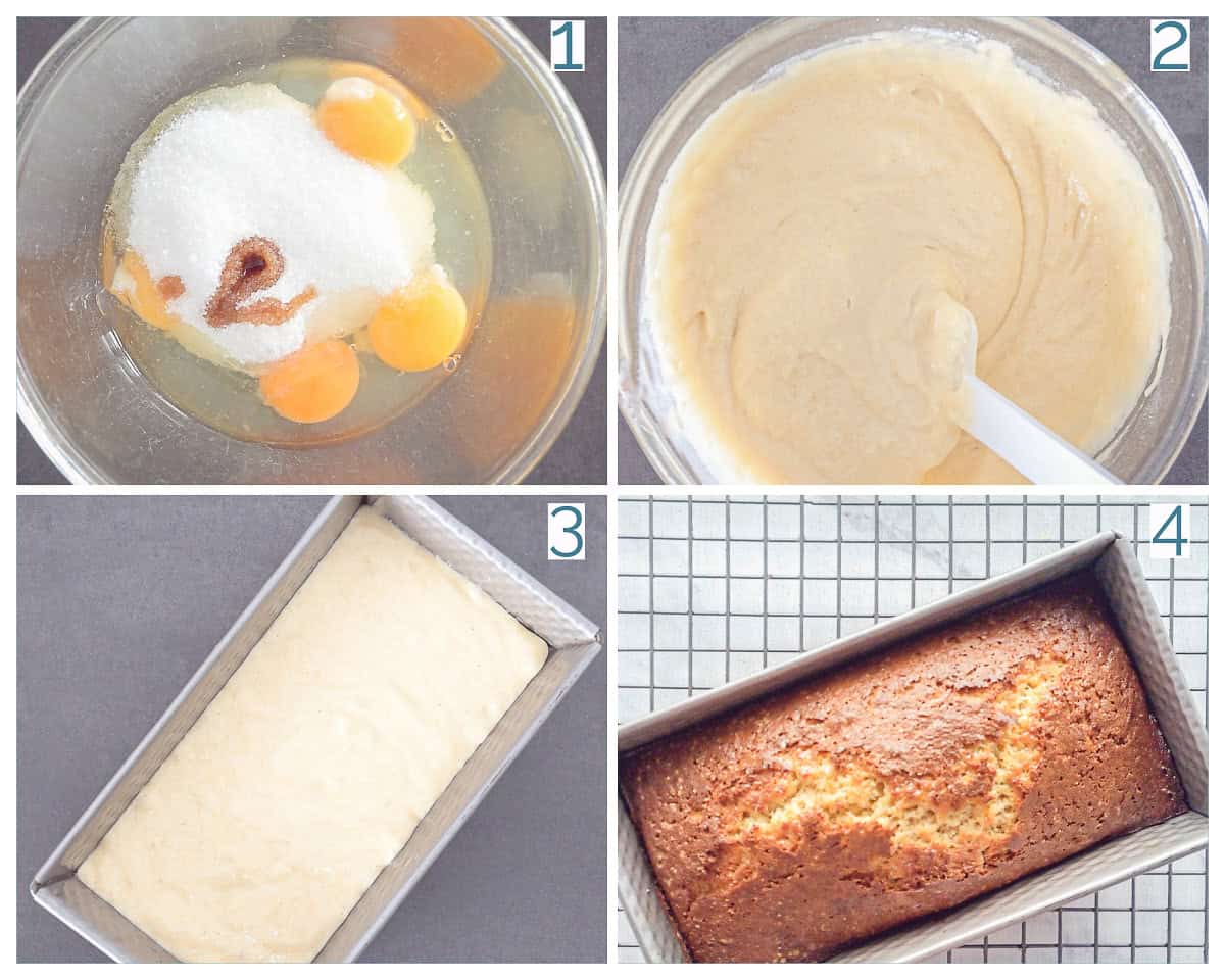 4 collage photo preparation Easy Applesauce Cake without Butter
