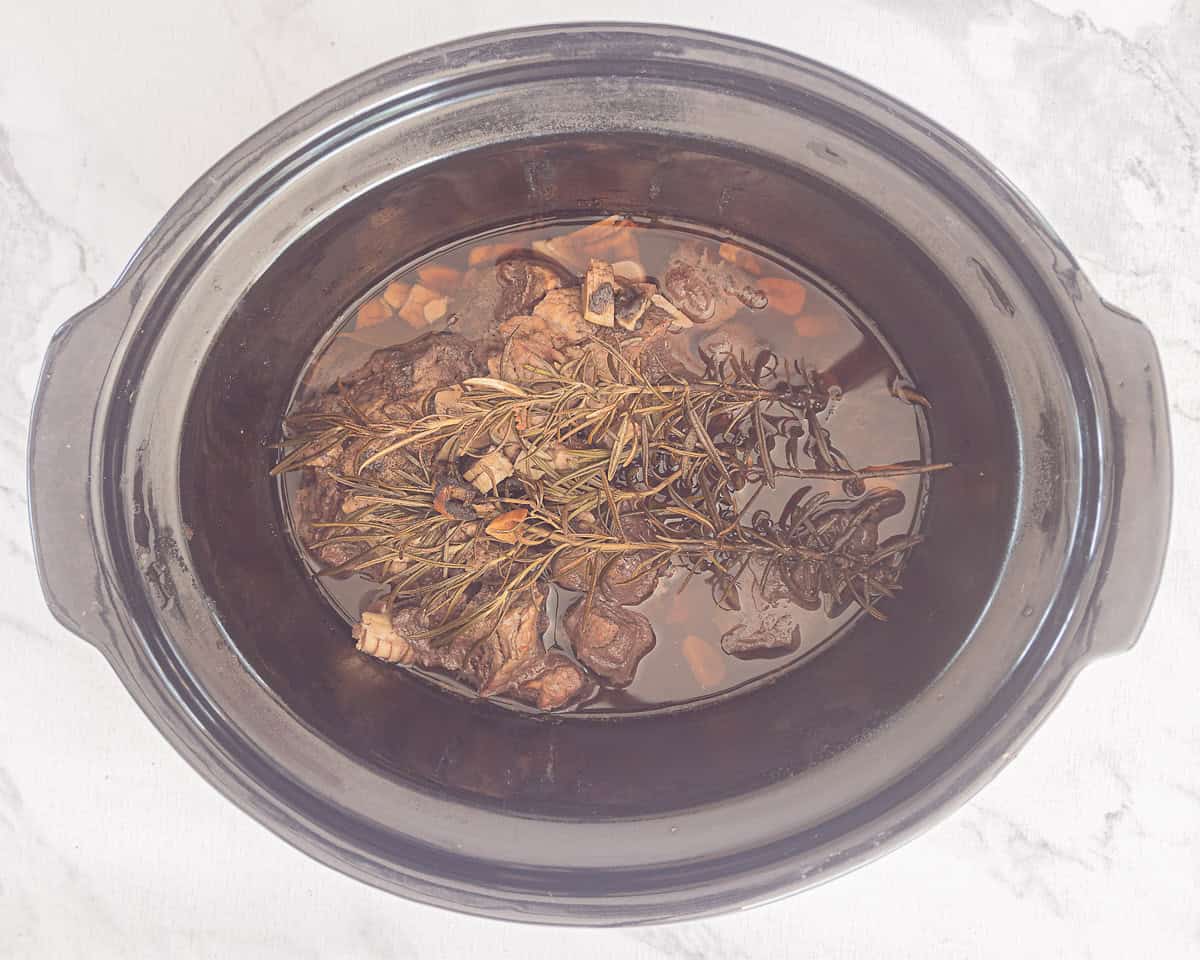Slow cooker after cooking time of peposo
