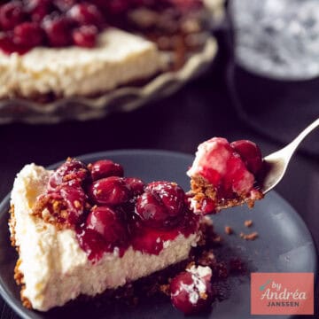 A square photo of a piece of monchou cake with a bite taken off it.