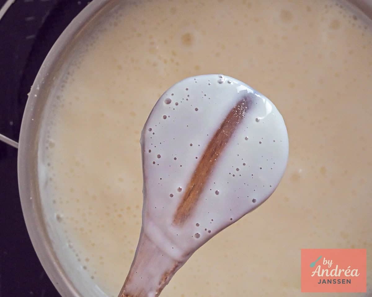 Custard is being made.