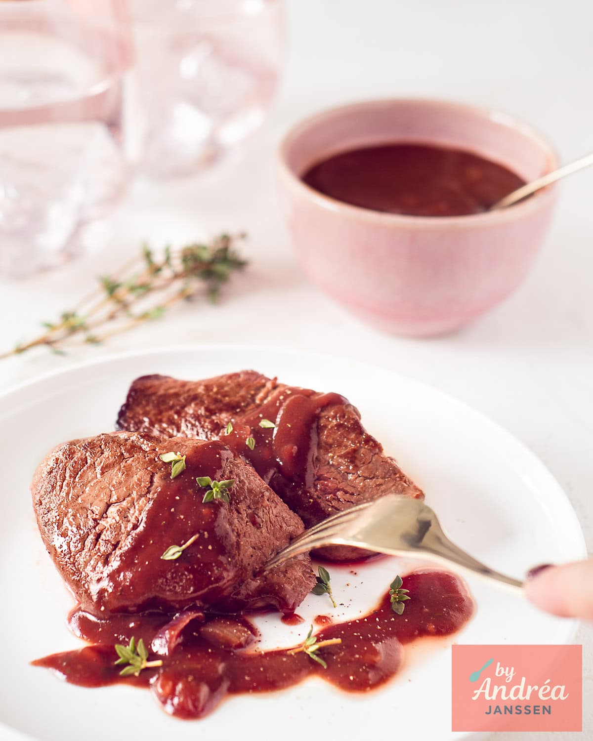 Venison steak In Rich Port Wine Sauce