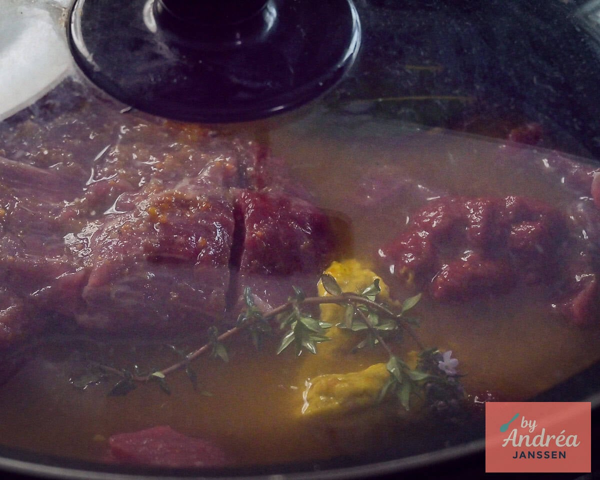 The slow cooker is on low.