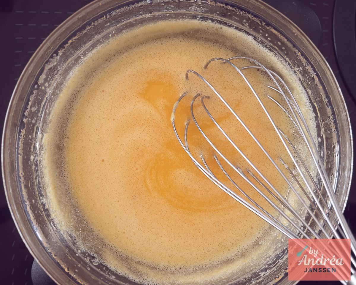 Beat the ingredients until they thicken.