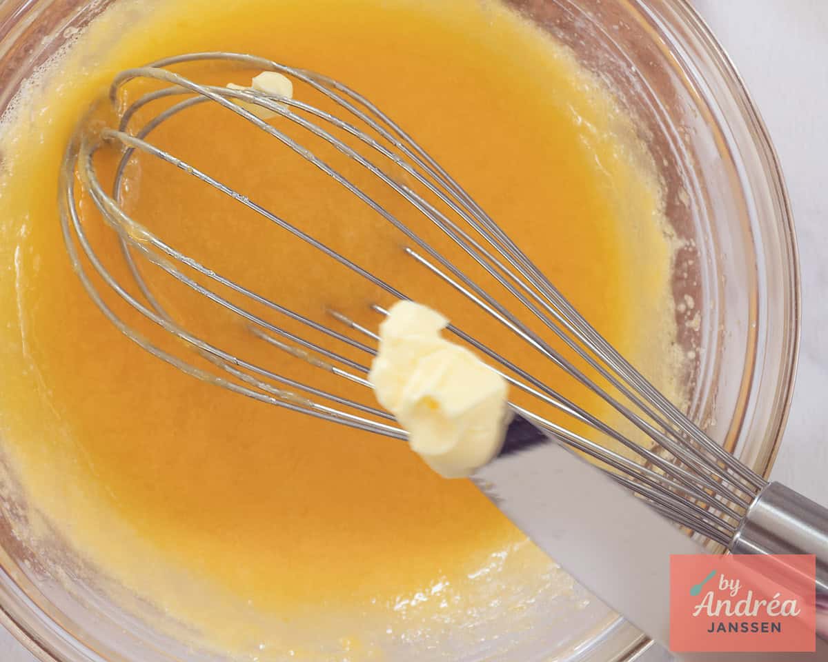Mix lumps of butter into the curd.