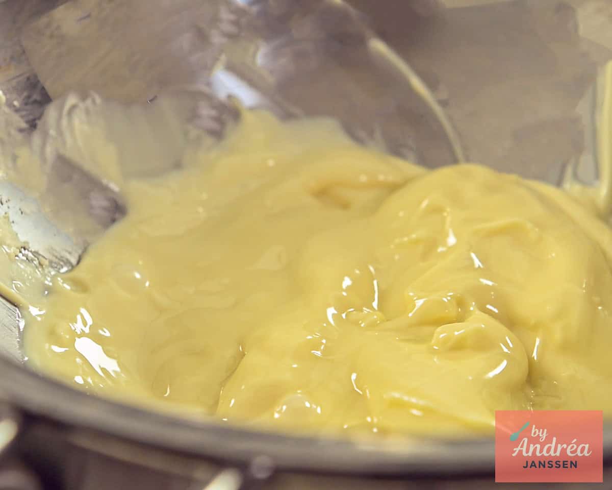 Melting white chocolate in a bain-marie