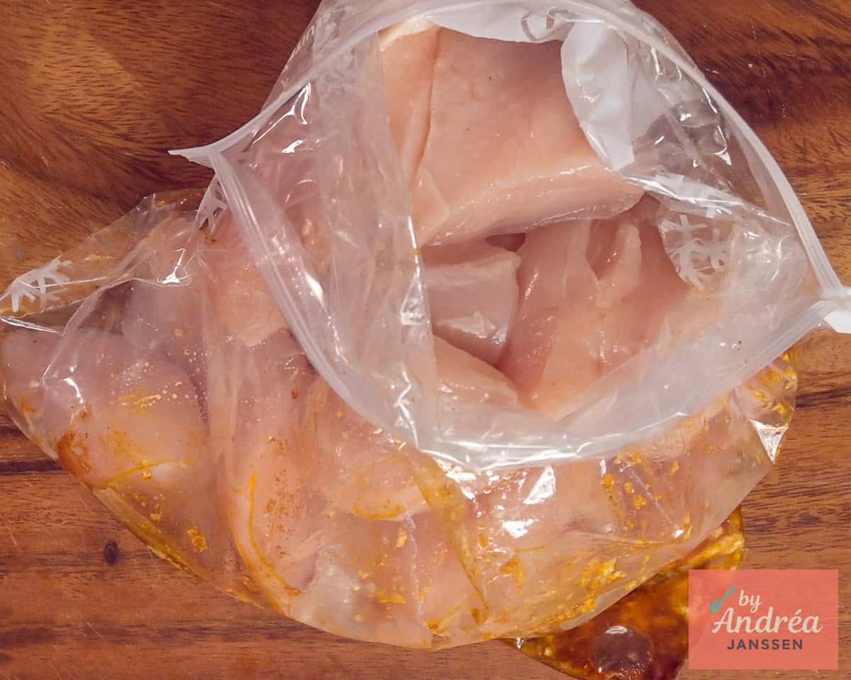 Chicken fillet marinade in a bag