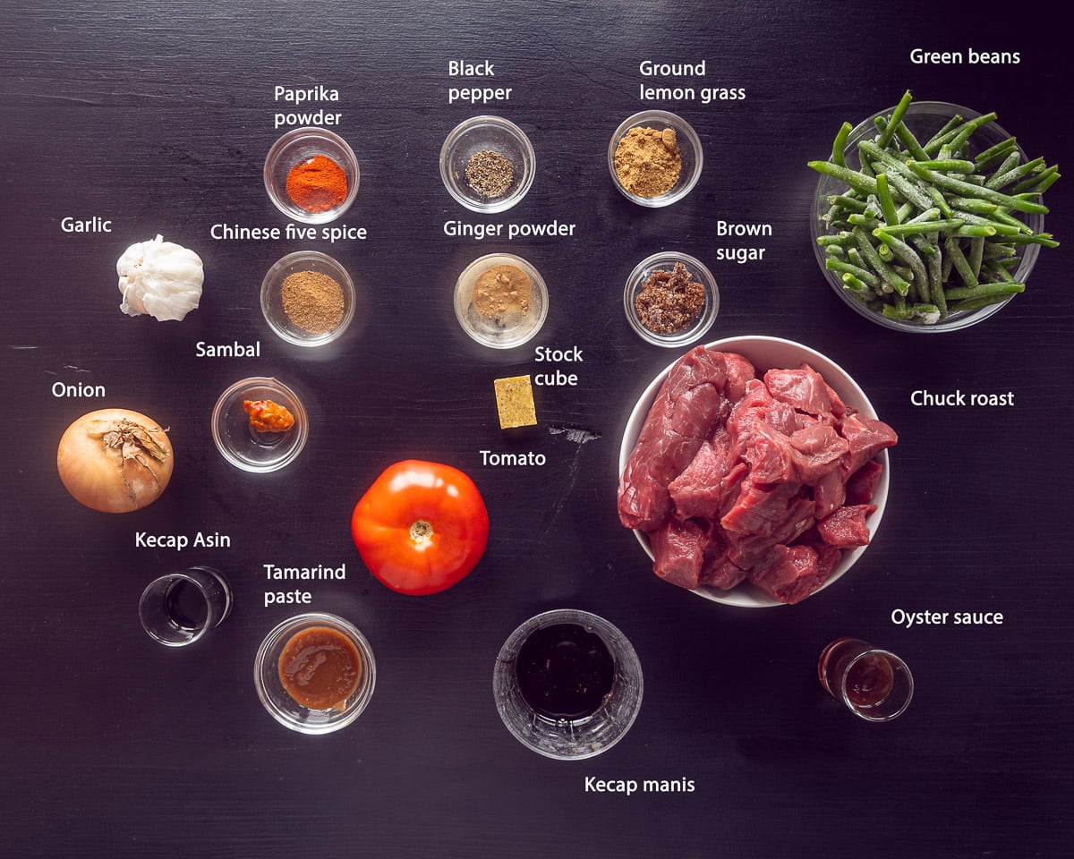 Ingredients needed to make Slow Cooker Surinamese Beef Stew